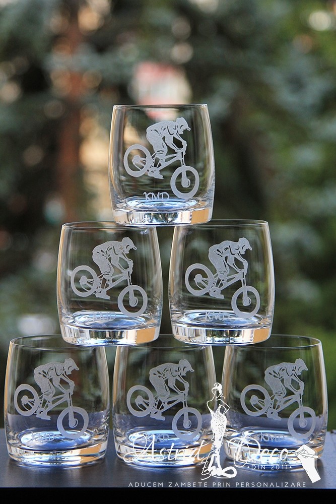 Set 6 pahare whiskey - Bohemia- Biciclist