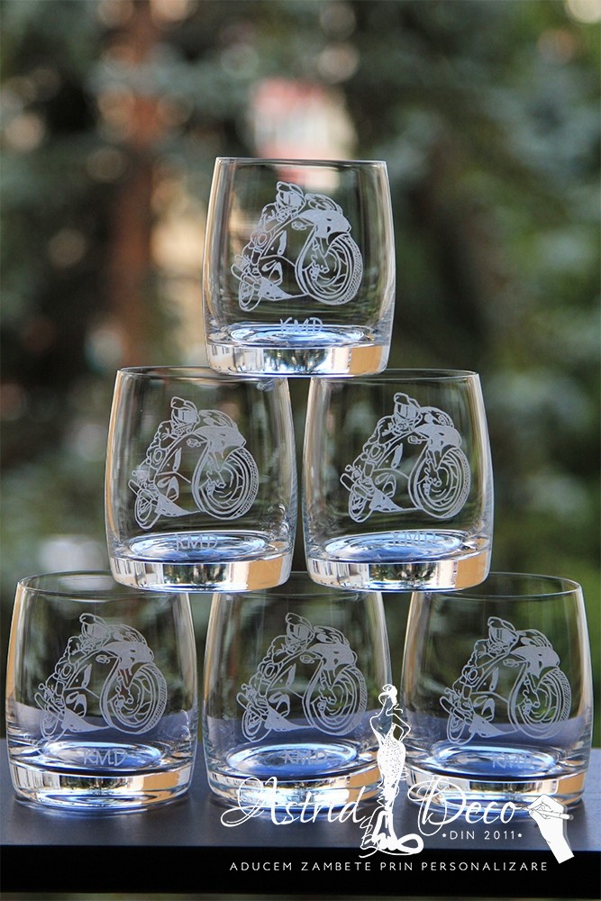 Set 6 pahare whiskey - Bohemia- Motociclist