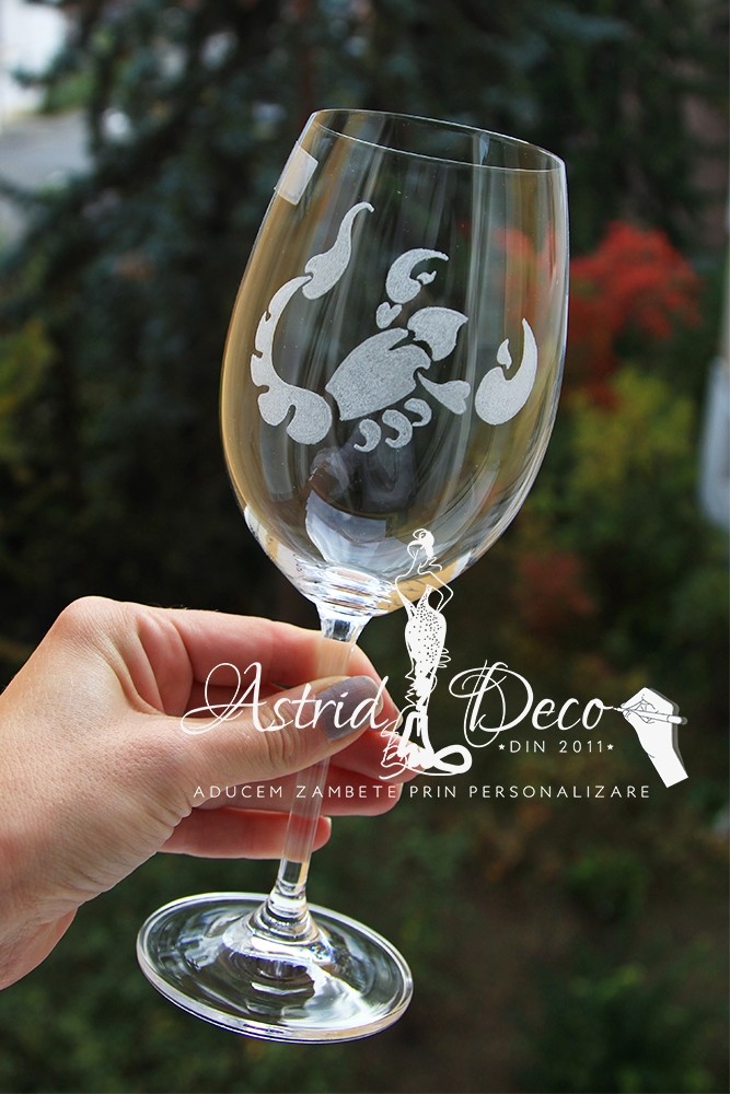 Pahar Bohemia vin- gravat manual- Scorpion