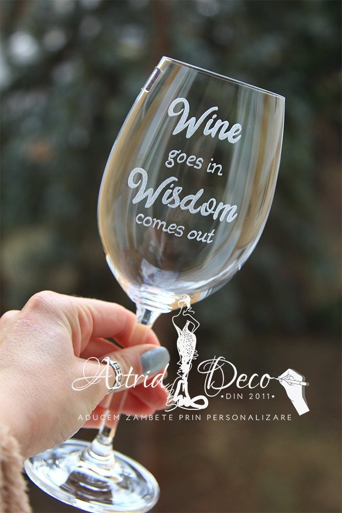 Pahar Bohemia vin gravat manual - Wisdom