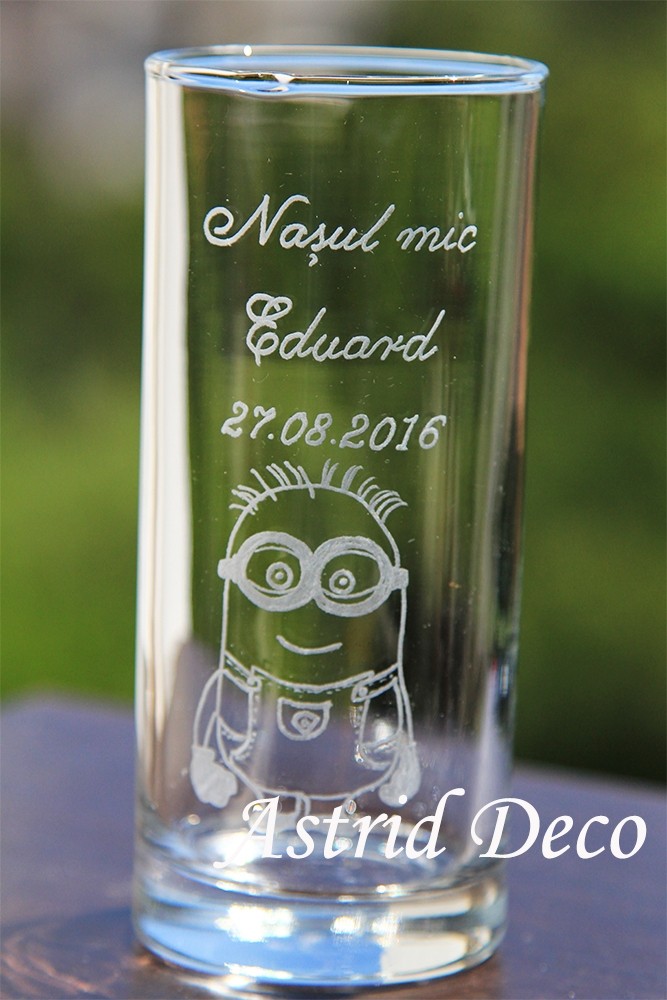 Pahar apa gravat manual- Minion 