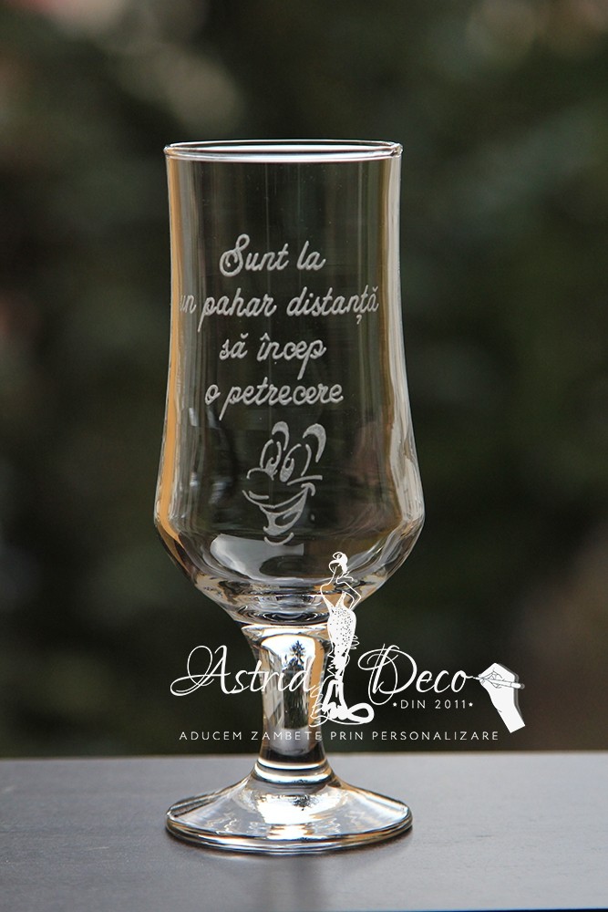 Pahar bere gravat manual - Petrecere