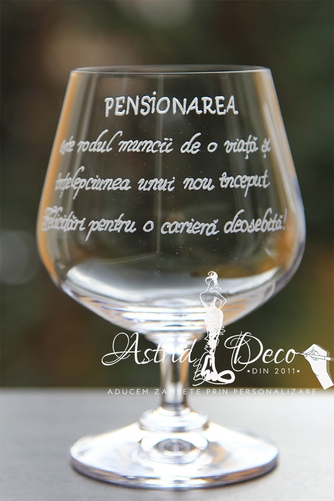 Pahar coniac gravat manual - Pensionare