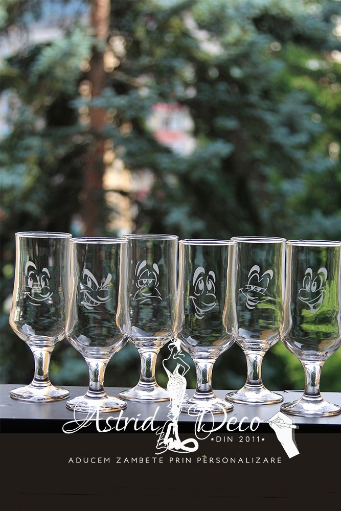 Set 6 pahare bere - Smiley faces