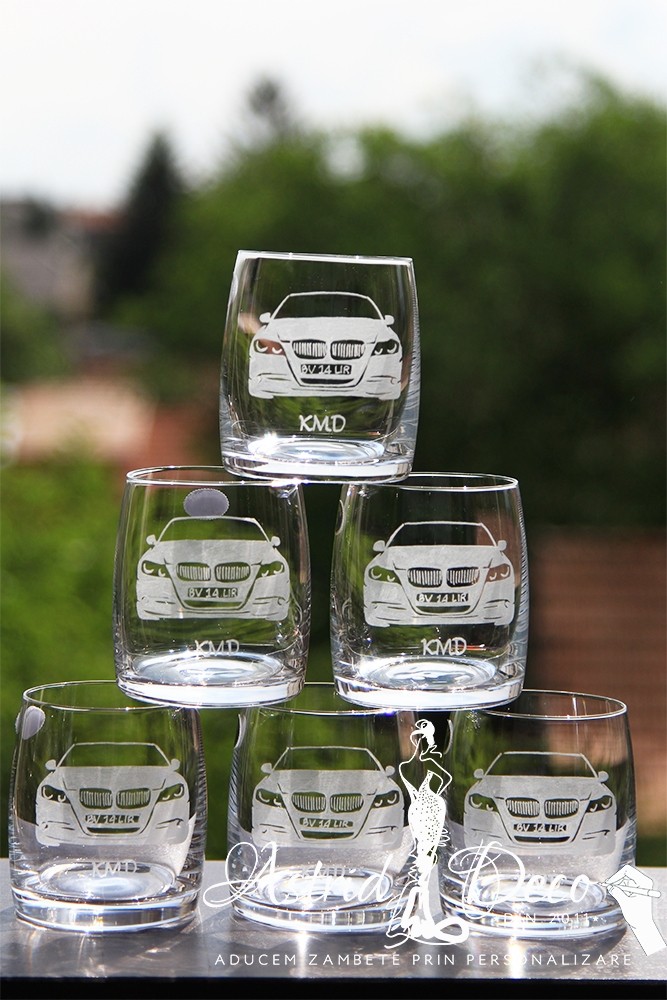 Set 6 pahare whiskey - Bohemia- BMW