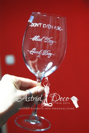 Pahar Bohemia vin gravat manual - Don't ask