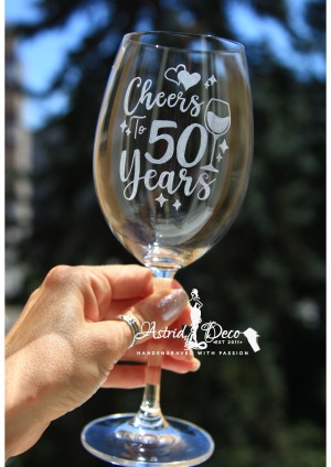 Pahar Bohemia vin - gravat manual - Cheers to 
