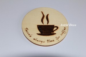 Coaster lemn pirogravat - Coffee F