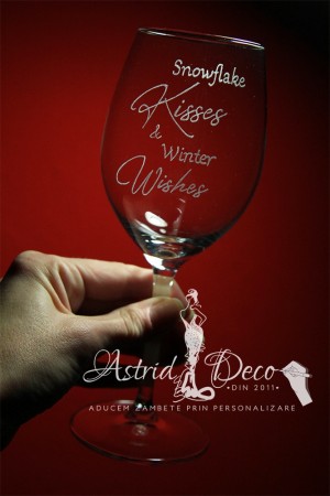 Pahar vin -gravat manual- Kisses & Wishes