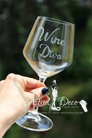Pahar vin gravat manual - Wine Diva